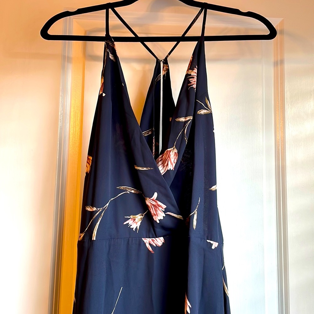 Lush navy blue floral maxi dress